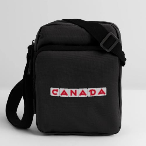 Canada, red letters on white background - Upright Crossbody Bag