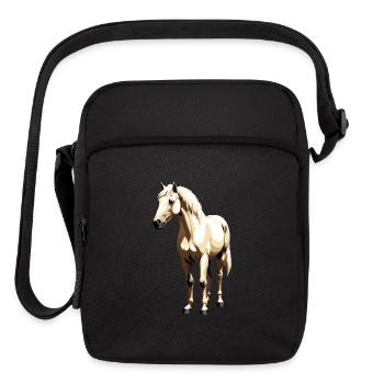 A pixel art of a horse - Upright Crossbody Bag - black - Front