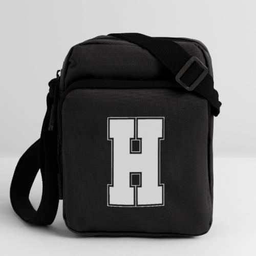 White Letter H – Varsity Alphabet Monogram - Upright Crossbody Bag