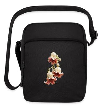 Exotic Bell-Shaped Red and Cream Floral Design - Upright Crossbody Bag - black - Front