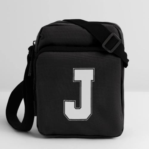 White Letter J – Varsity Alphabet Monogram - Upright Crossbody Bag