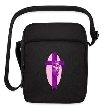 Jesus Cross Portrait | Christian Faith Art Design - Upright Crossbody Bag - black - Front