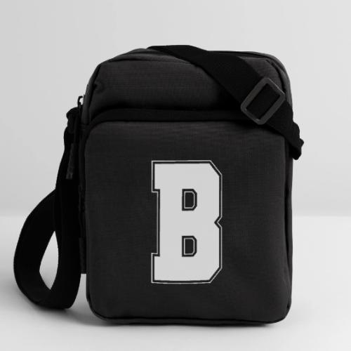 White Letter B – Varsity Alphabet Monogram - Upright Crossbody Bag