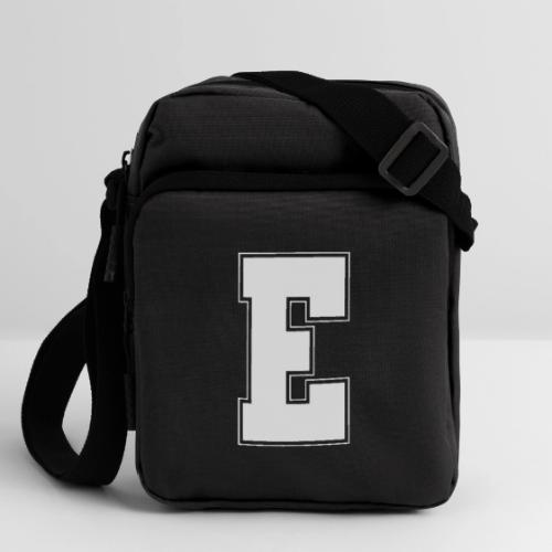 White Letter E – Varsity Alphabet Monogram - Upright Crossbody Bag