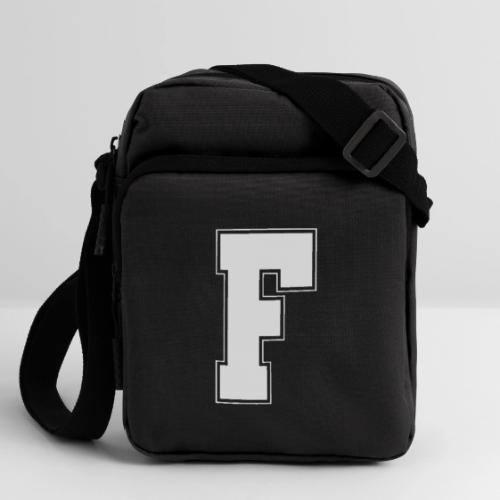 White Letter F – Varsity Alphabet Monogram - Upright Crossbody Bag