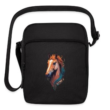Horse Head Design - Upright Crossbody Bag - black - Front