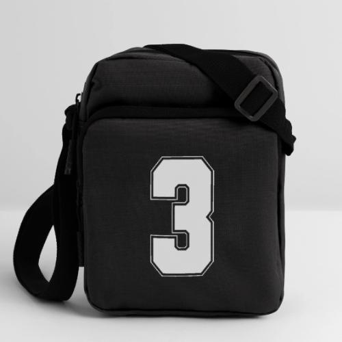 White Number 3 – Varsity Font - Upright Crossbody Bag