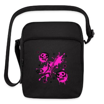 Neon Skull Guitar Splash - Upright Crossbody Bag - black - Front