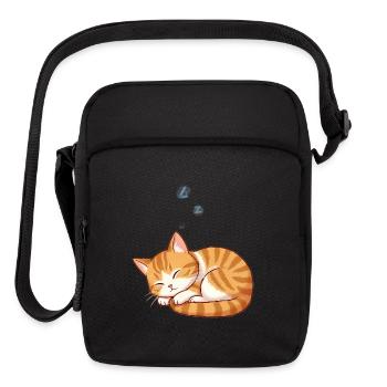  Dreaming Softly Chibi Cat Napping in Warmth - Upright Crossbody Bag - black - Front