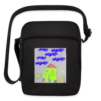 Neon Green House Under Blue Clouds - Upright Crossbody Bag - black - Front