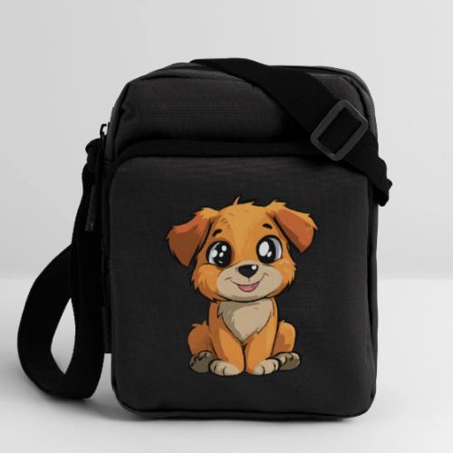 Cute Sitting Puppy Cartoon with Big Eyes - Upright Crossbody Bag