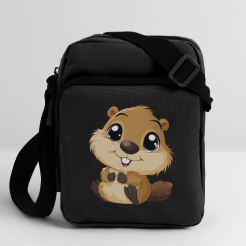 Adorable Cartoon Baby Beaver with Big Eyes - Upright Crossbody Bag