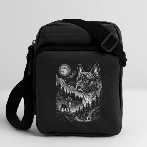 Vintage French Bulldog Moon Howling Tee - Upright Crossbody Bag