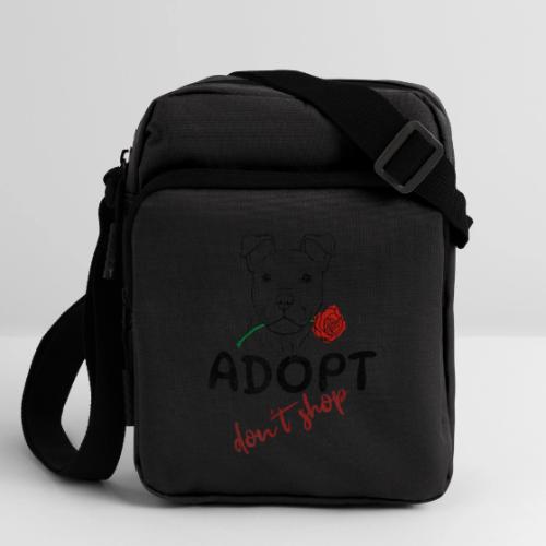 Retro Adopt Dont Shop Cute Puppy Rose Tee - Upright Crossbody Bag