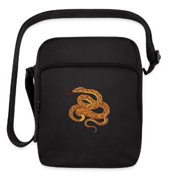 Golden Ornamental Snake Illustration - Upright Crossbody Bag - black - Front