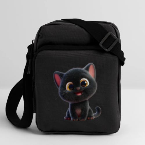 Adorable 3D Black Kitten with Big Eyes - Upright Crossbody Bag