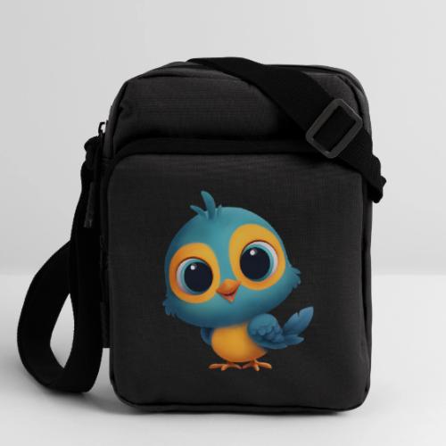 Joyful Cartoon Bird Standing in Yellow and Blue - Upright Crossbody Bag