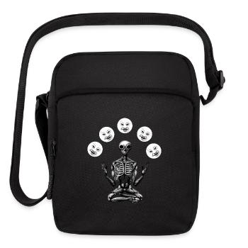 Alien Skeleton Juggling Man On The Moon Full Moon - Upright Crossbody Bag - black - Front