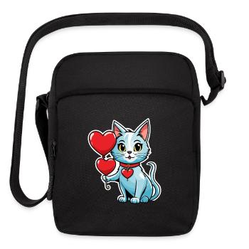 Cat Heart - Valentine's Day - Upright Crossbody Bag - black - Front