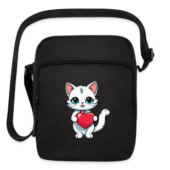 Cat Heart - Valentine's Day - Upright Crossbody Bag - black - Front