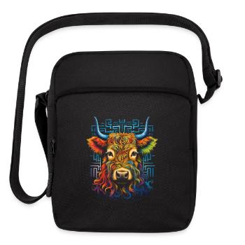Highland Colorfu Animal Mandala - Upright Crossbody Bag - black - Front