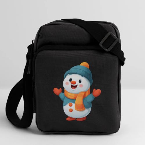 Joyful Cartoon Snowman with Winter Outfit - Upright Crossbody Bag