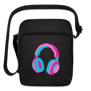 Headphones 80s Retro Synthwave DJ Music Gamer - Upright Crossbody Bag - black - Front