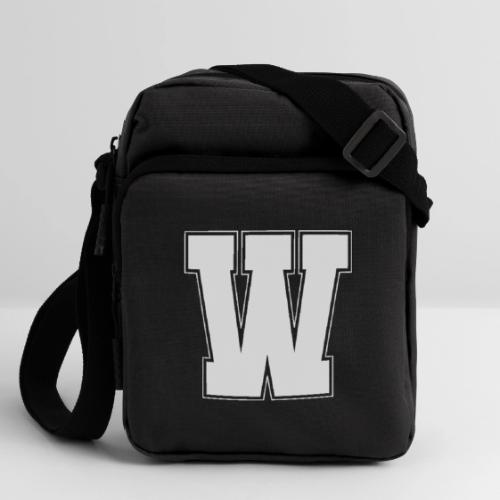 White Letter W – Varsity Alphabet Monogram - Upright Crossbody Bag