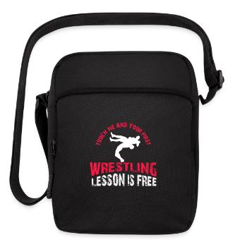 Youth Wrestling, Wrestling Team, Wrestler, Touch Me And Your First Wrestling Lesson Is Free - Upright Crossbody Bag - black - Front