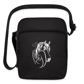 Rider Horse Lineart Horse and Girl Rider - Upright Crossbody Bag - black - Front