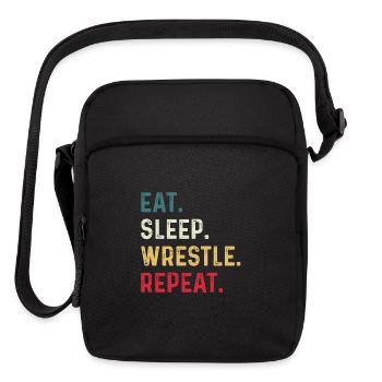 Eat Sleep Wrestle Repeat Boys Wrestling Shirt - Upright Crossbody Bag - black - Front