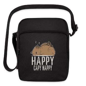 Capybara Capibara Happy Capy Nappy - Upright Crossbody Bag - black - Front