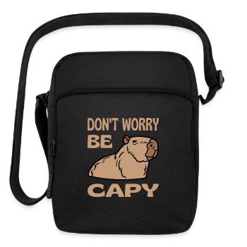 Don't Worry Be Capy Respect The Capybara Funny - Upright Crossbody Bag - black - Front