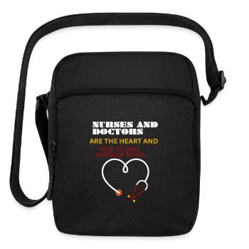 Stethoscope heart design with quotes - Upright Crossbody Bag - black - Front