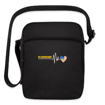 911 Dispatcher Heartbeat American Flag Design - Upright Crossbody Bag - black - Front