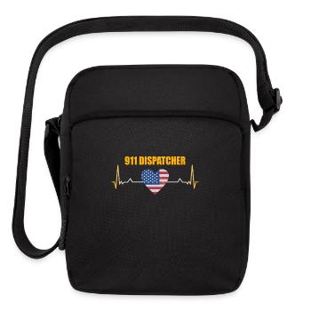 911 Dispatcher American Flag Heartbeat - Upright Crossbody Bag - black - Front