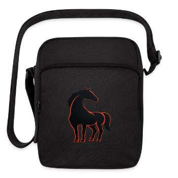 Black horse design - Upright Crossbody Bag - black - Front