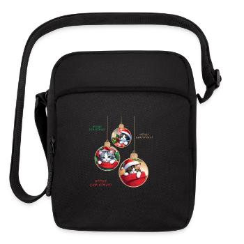 Meowy Christmas ornaments - Upright Crossbody Bag - black - Front