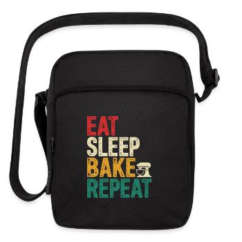 Eat Sleep Bake Repeat Funny Baking Gifts - Upright Crossbody Bag - black - Front