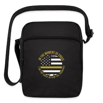 Police And Fire 911 Dispatcher Thin Gold Line Flag - Upright Crossbody Bag - black - Front