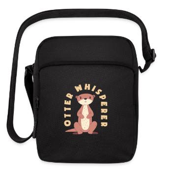 Sea Otter Cartoon Whisperer - Upright Crossbody Bag - black - Front
