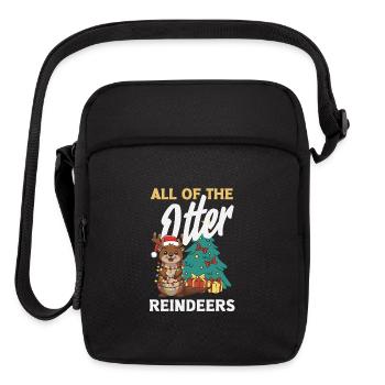 Sea Otter Pun Christmas Reindeers - Upright Crossbody Bag - black - Front