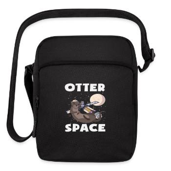 Sea Otter Cartoon Space Pun - Upright Crossbody Bag - black - Front