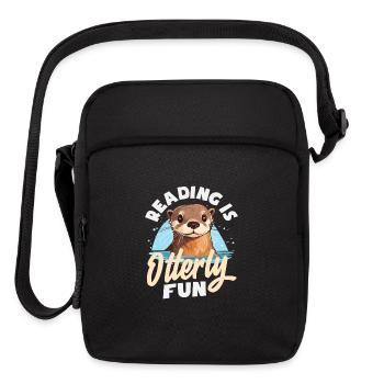 Sea Otter Cartoon Reading - Upright Crossbody Bag - black - Front