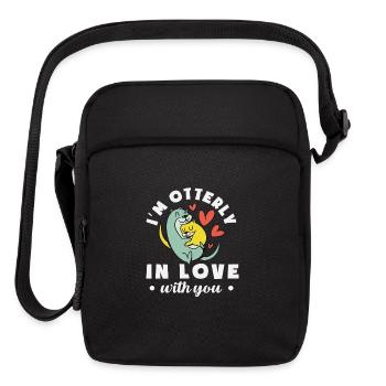 Sea Otter Cartoon In Love - Upright Crossbody Bag - black - Front