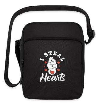Sea Otter Cartoon Hearts - Upright Crossbody Bag - black - Front