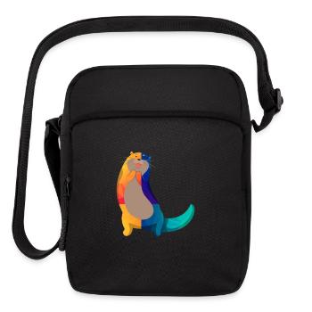 Sea Otter Cartoon - Upright Crossbody Bag - black - Front