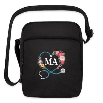 Floral Heart Stethoscope MA - Upright Crossbody Bag - black - Front