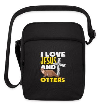 Jesus Sea Otter Cartoon - Upright Crossbody Bag - black - Front