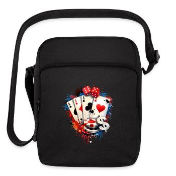 Poker Cards & Dice Casino Illustration - Upright Crossbody Bag - black - Front